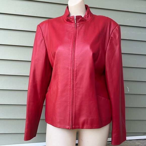 Pendleton Jackets & Blazers - Like new 100% soft leather red Pendleton full zip classy jacket